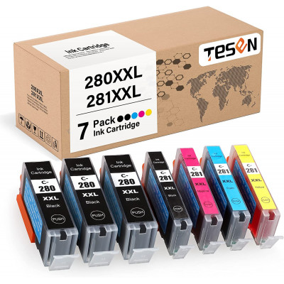 TESEN Compatible 280XXL 281XXL Ink Cartridge Replacement for Canon 280 281 XXL PGI280XXL CLI281XXL 7 Pack Color Set